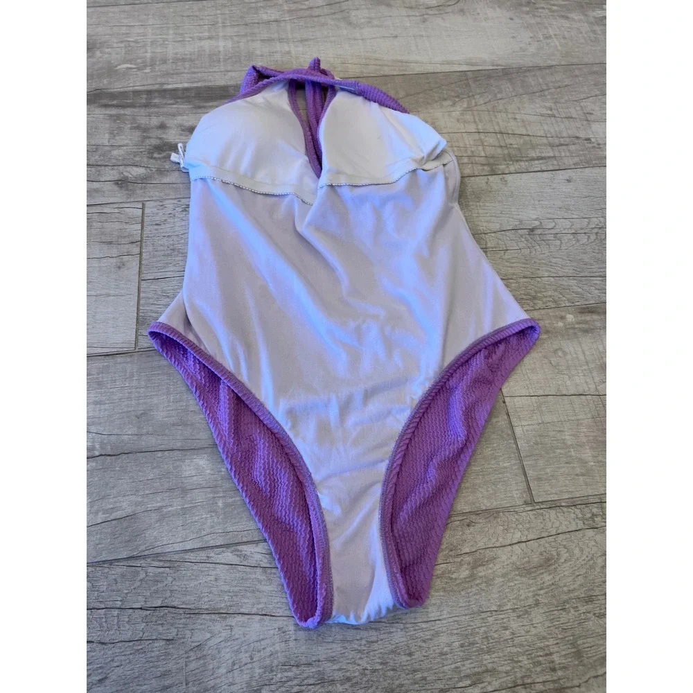 Becca‎ by Rebecca Virtue Purple Textured One Piece Swimsuit V-Neck XXL 1611431 - Picture 10 of 11